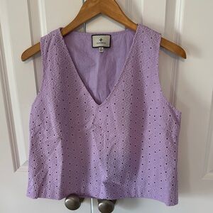 Tuckernuck Lavender Eyelet V-Neck Tank Top